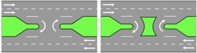 U-turn avec voies dédiées